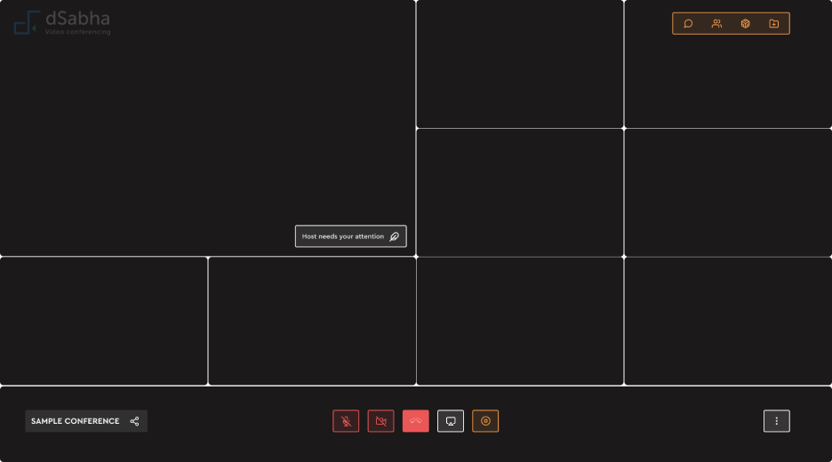 Snapshot of video conferencing tool features - a view of Bring to attention/nudge feature  in the video conferencing app