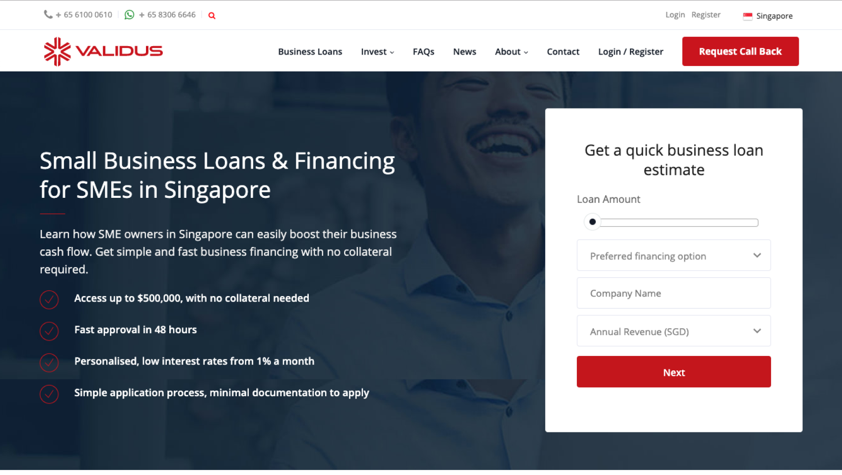 Fintech case study: Digital transformation for Validus example website image 2